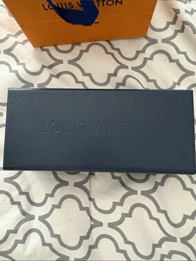 Louis Vuitton Navy Blue Embossed Leather Sunglasses Box